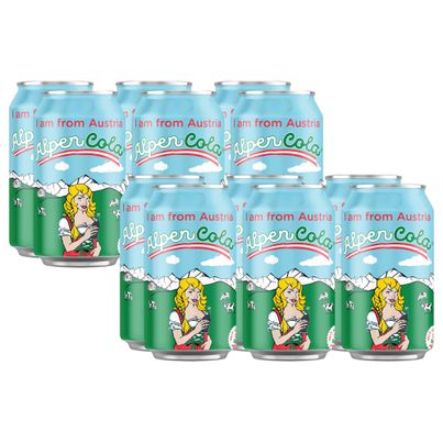 Alpencola - 12 x 330ml - Cola basierter Softdrink mit Alpenquellwasser - Wiesenkräutern und Vitaminen in der Dose