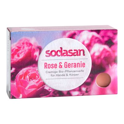 Organic Soap Rose & Geranium 100g - 12-piece value pack from Sodasan