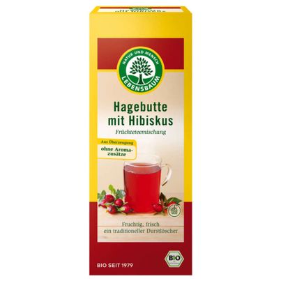 Bio Früchtetee Hagebutte mit Hibiskus 20 Beutel 50g von Lebensbaum