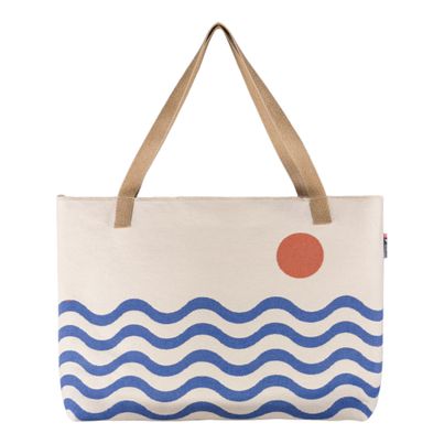 Shopper Tasche Wellen Farbe Marine 65x40cm von David Fussenegger