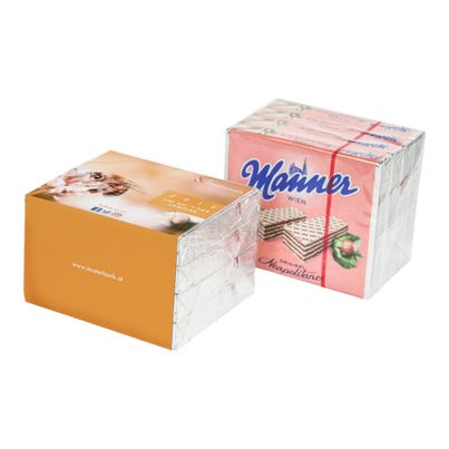 Personalisierte Manner Original Neapolitaner Schnitten 300g 4er Packung mit Branding auf Kartonschuber