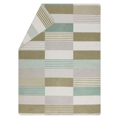 Fluffy Soft Blanket Checks/Stripes Color Sage Green 150x200cm by David Fussenegger