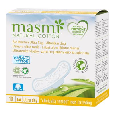 Organic Pads Ultra Day 100% BW 10 pieces - 12-piece value pack from Masmi