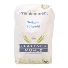 Weizenvollmehl 1000g - enthält wichtige Vitamine - Mineralstoffe - ideal für Vollkornbrot und Gebäck - feinst vermahlenes Mehl von Plattner Mühle