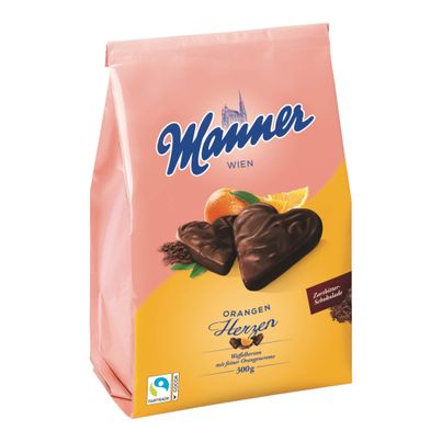 Manner Waffelherzen mit Orangencreme 300g