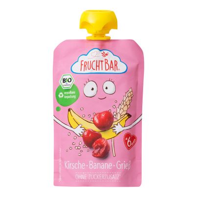 Organic fruit puree cherry banana 100g - value pack of 8 from Fruchtbar