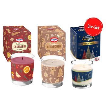 Dr. Oetekr Duftkerze Glühwein, Vanille & Lebkuchen 3er-Set