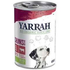 Bio Yarrah Hundefutter Bröckchen Rind in Soße 405g - 12er Vorteilspack - Tierfutter von Yarrah