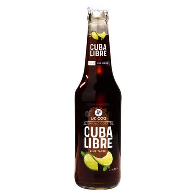 Le Coq Cuba Libre Lime Taste Cocktail 330ml - 24er Vorteilspack - Ready to Drink Cocktail in der Glasflasche