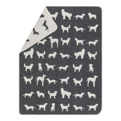 Pet blanket Dog Silhouettes Allover Color Charcoal 100x140cm by David Fussenegger