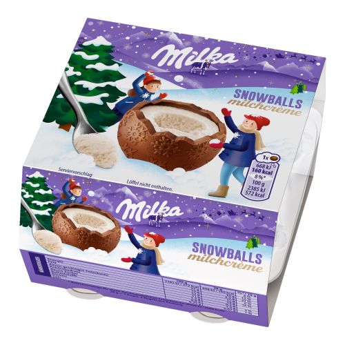 Milka Snow Balls Milchcreme 112g - Gefüllte Weihnachtsschokolade mit Milchcreme Füllung von Milka