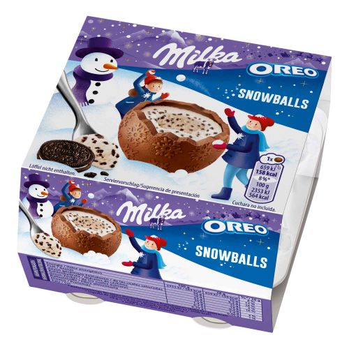 Milka Snow Balls Oreo 112g - Gefüllte Weihnachtsschokolade mit Oreo Füllung von Milka